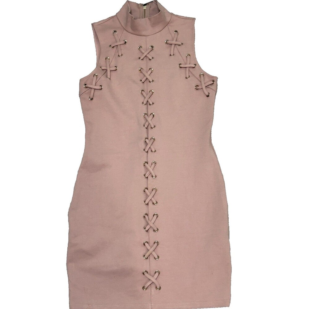 Lac Blue Mauve Dress Bodycon Large Lace up look Cool Stretch Poly/nylon/Spandex